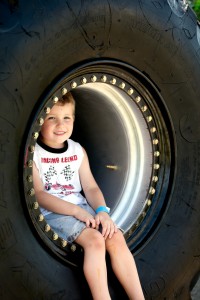 Touch a Truck Photo of boy in tire